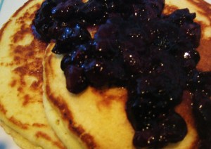 lemon ricotta pancakes with blueberry compote
